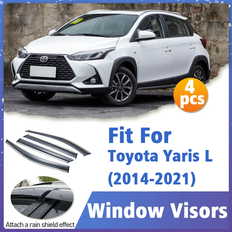 

Window Visor Guard for Toyota Yaris L 2014-2021 Cover Trim Awnings Shelters Protection Sun Rain Deflector Vios FS Hatchback