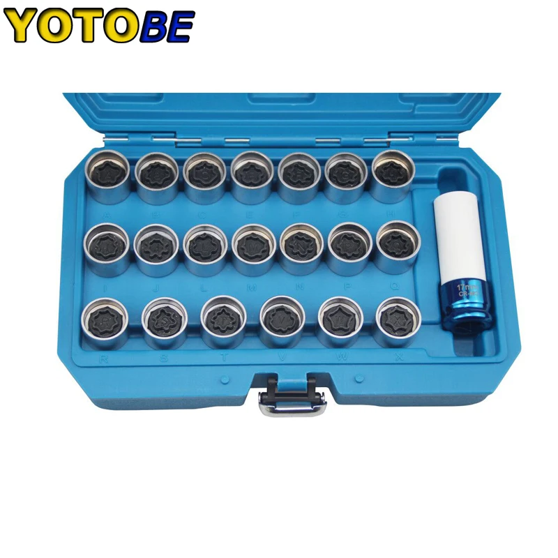 21pcs Wheel Lock Nut Socket Removal Key Wheel Nut Removal Tool for Audi