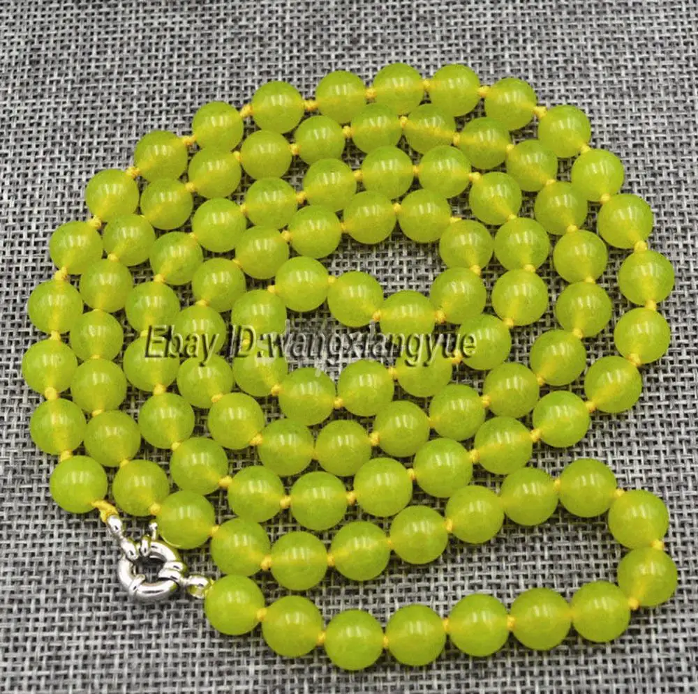 

Long 48" 8mm Green Peridot Gemstones Round Beads Necklace AAA