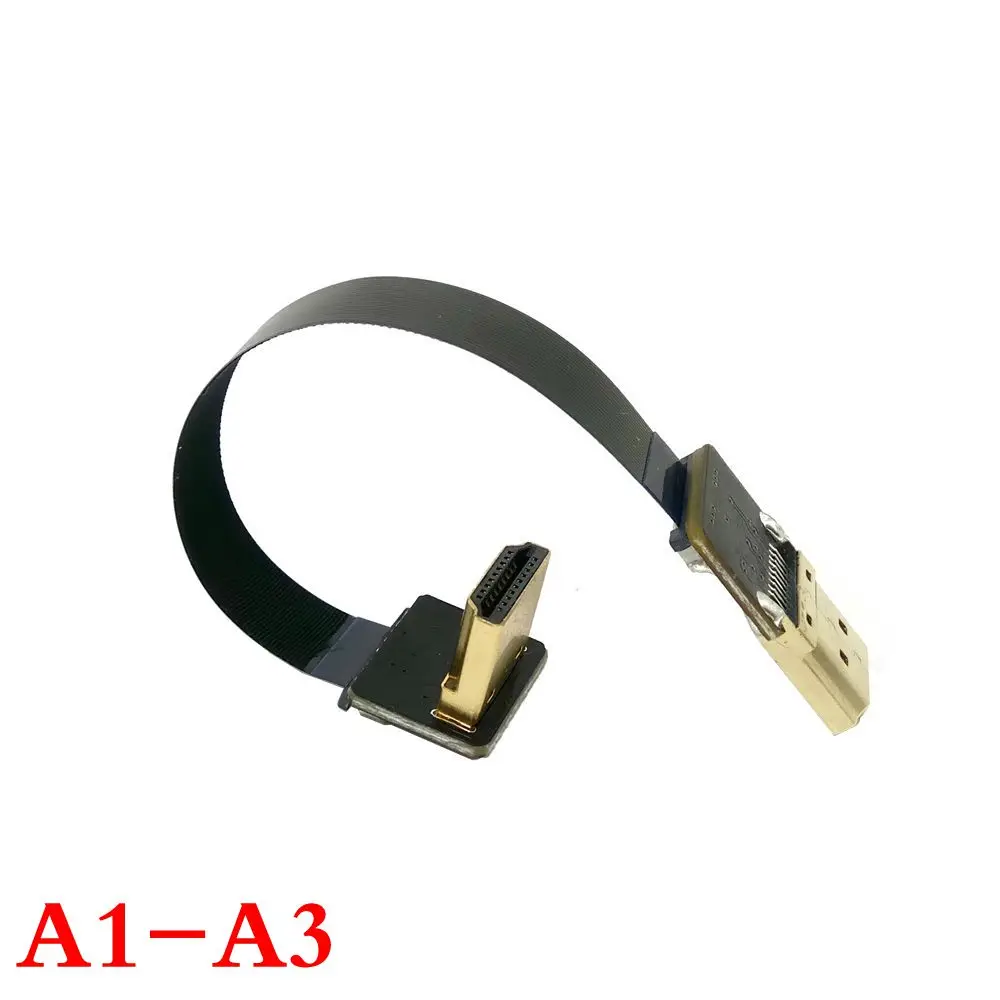 FPV HDMI-compatible Type A to Down & UP Angled 90 Degree HDTV FPC Flat Cable for Multicopter Aerial Photography 5cm-80cm