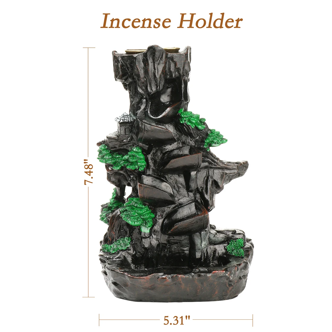 Mountains River Waterfall Incense Burner Fountain Backflow Aroma Smoke Censer Holder Double-sided Incense Burner Handicrafts