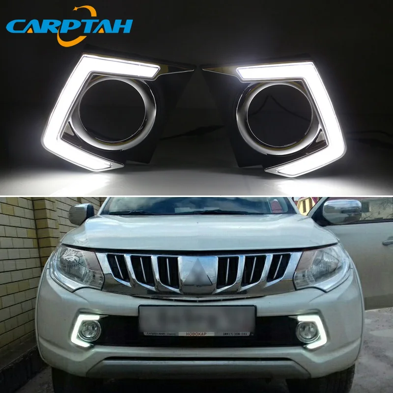 

12V Car LED Daytime Running Lights DRL For Mitsubishi L200 Triton 2015 2016 2017 2018 Auto Daylihgts Front Bumper Headlamp