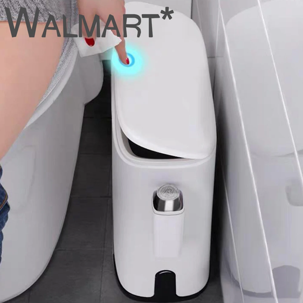 Multifunction 11L Plastic Smart press Trash Can Toilet Waste Bin Dustbin Trash bin Basket Garbage Bucket Brush Bathroom Cleaning