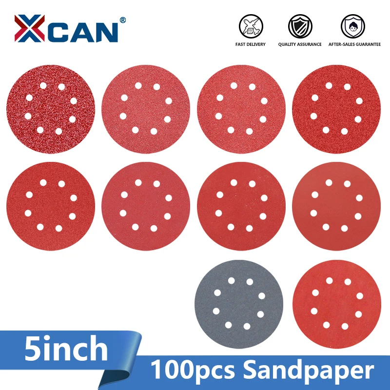 

XCAN Sanding Discs 5 inch（125mm）Round Shape Buffing Sheet 80-3000 Grit 8 Hole Sander Polishing Pad Abrasive Sandpaper