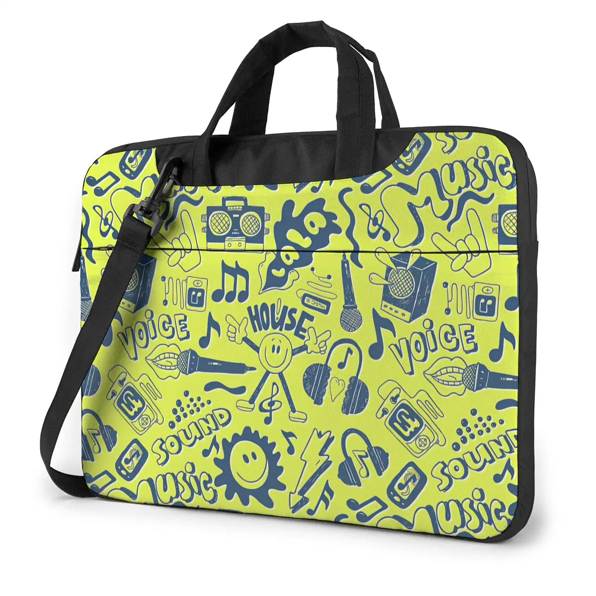 

Seamless Pattern Musical Doodles Pop Art Laptop Bag Case Protective Vintage Computer Bag Bicycle Crossbody Laptop Pouch