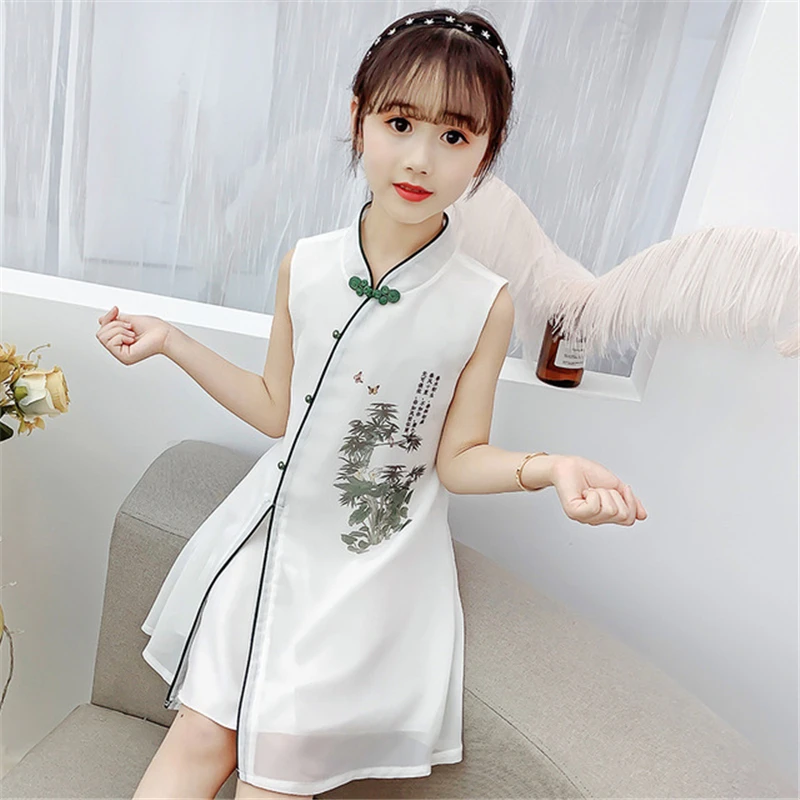 

Improved cheongsam Chinese style 2020 summer new national style girl Tang suit cheongsam elegant cute dress Hanfu vestido chino