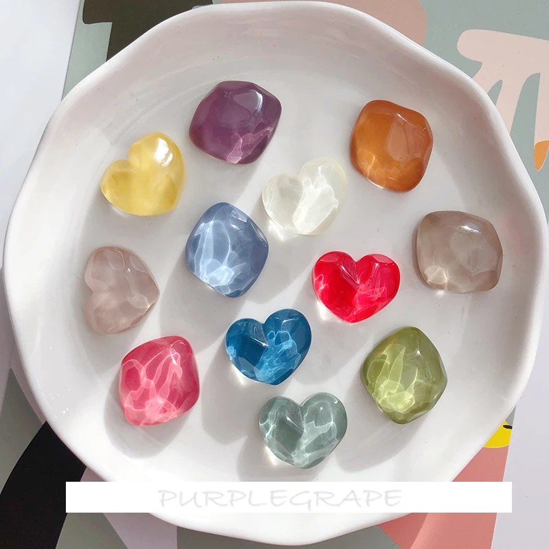 DIY original handmade jewelry material porous water wave light pattern resin translucent irregular diamond heart shape