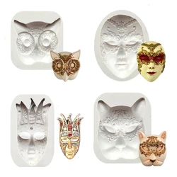 3D Craft Mask Silicone Molds Fondant Cake Decorating Tools Dance Mask Gumpaste Mold Polymer Clay Resin Candy Chocolate Moulds