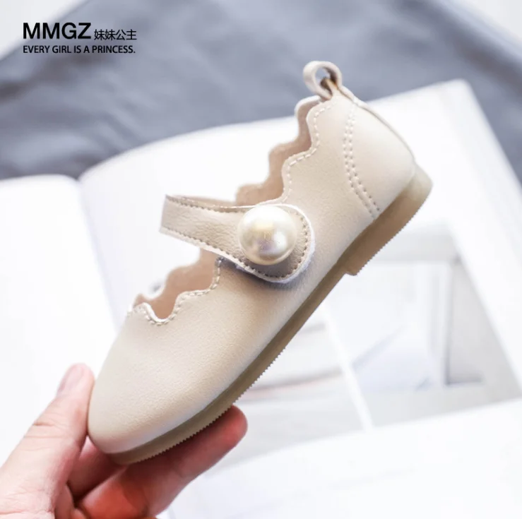 PU Leather Girls Shoes Toddler Baby Girl Flats Pearl Cut-outs Princess Kids Shoes Children Girls Soft Shoes Loafers