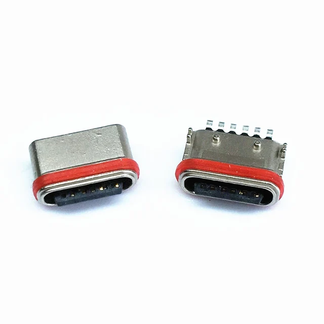 IPX7 wodoodporny typ C 6 Pin SMT gniazdo złącze USB 3.1 kobieta SMD DIP dla Huawei Samsung Lenovo PCB projekt DIY wysoki prąd