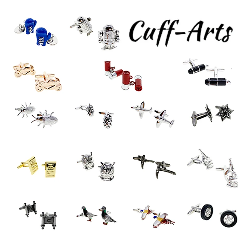 Cufflinks Fashion Design Men's French Shirt Cufflinks Buttons Gold Birds Owl Gloves Insect Aircraft Model Cufflinks