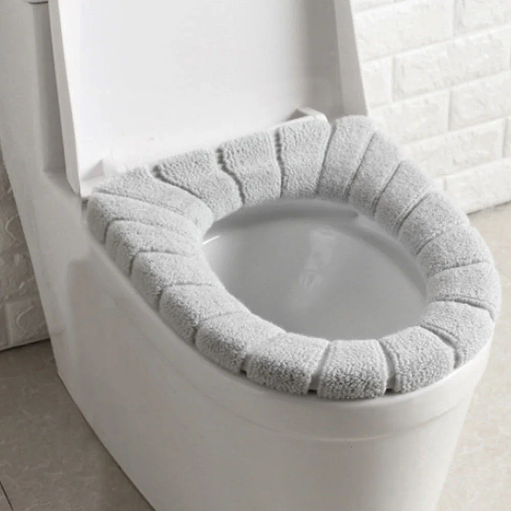 Bathroom  Toilet Cover  Washable Soft Winter Warmer Mat   Pumpkin  Shape Toilet seat Bidet Covers Simple Solid Color