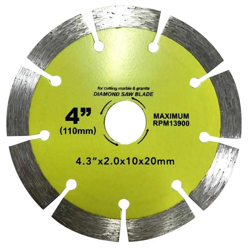 在庫あり格安! 110x10x20-1mm 4.3 "ダイヤモンド鋸刃、切断ディスク、御影石、大理石、レンガ、セメント、丸鋸カッターアクセサリー。