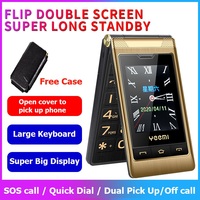 4G LTE Two Displays Foldable Senior Cellphone Large Key SOS Call Speed Dial Torch Loud Sound Bluetooth Blacklist Flip Mobile