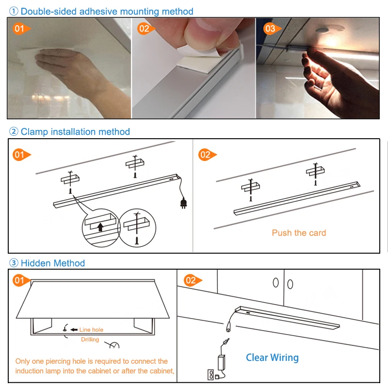 LED Under Cabinet Light Hand Sweep Switch Under Cabinet led lights for kitchen 5W/6W/7W Sensor Lamp Wardrobe LED Night Lights