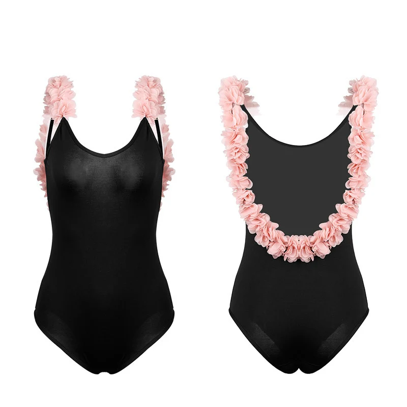 Family Matching Swimsuit Black White Sexy One-Piece Three-Dimensional Flower Decoration Summer Beach Swimwear Beach Clothing New