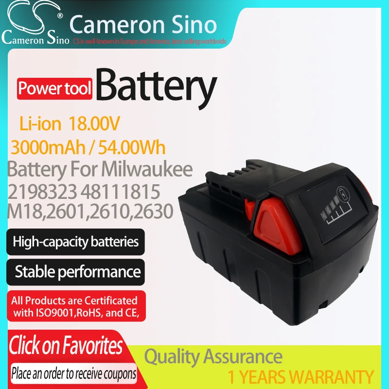 

CameronSino Battery for Milwaukee B41B 2620 2601-22 fits Milwaukee B41A 4932430062 B41B Power Tools Replacement battery 3000mAh