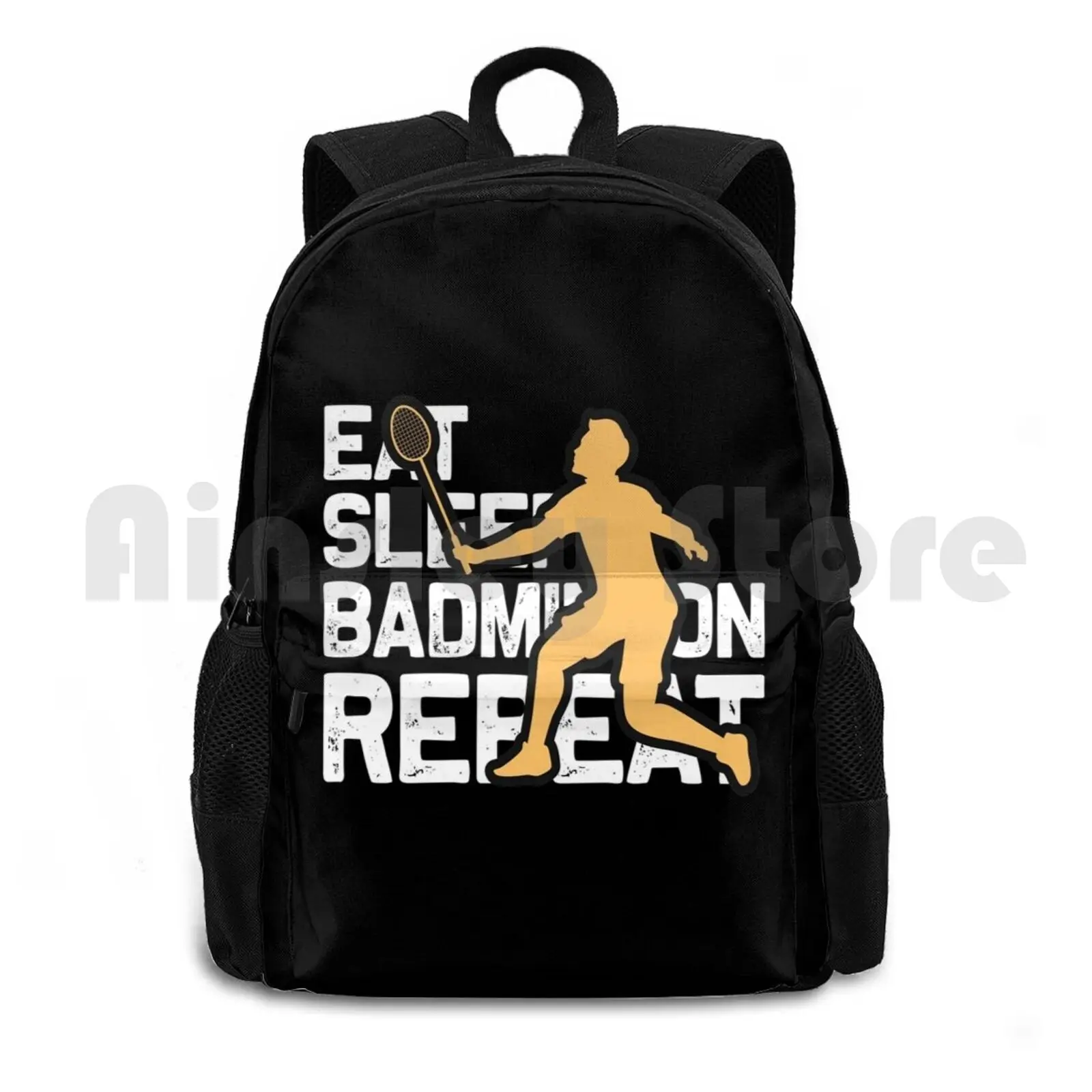 Eat Sleep Badminton Repeat Outdoor Hiking Backpack Riding Climbing Sports Bag Badminton Sports Birdie Shuttle Raquet Sports