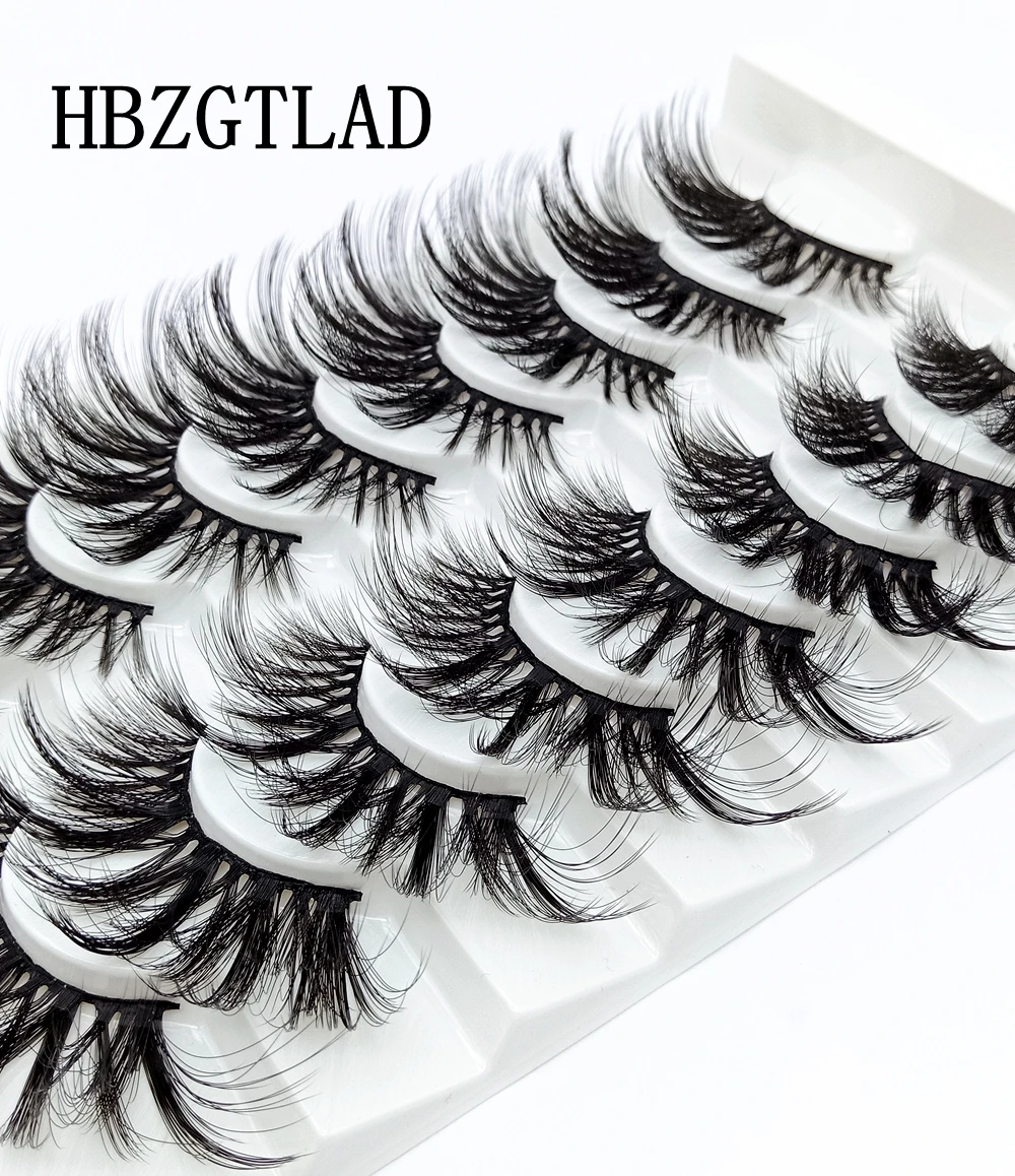 HBZGTLAD 8 Paare 25 mm lange 3D-Nerzwimpern, natürliche, lange, künstliche Wimpern, dramatisches Volumen, falsche Wimpern, Make-up-Verlängerungswimpern – Detail 19