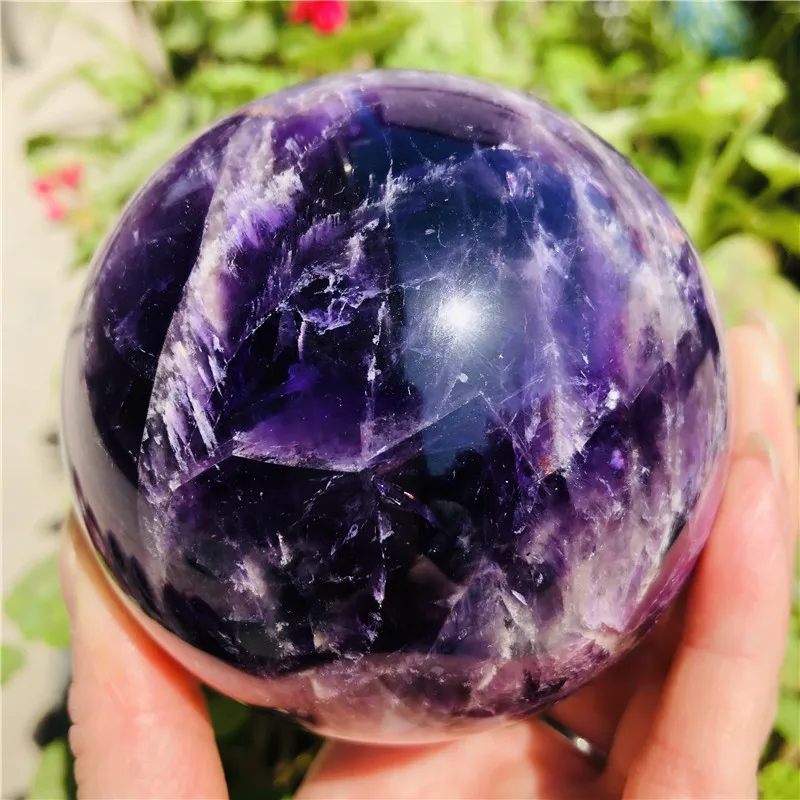 Pierre d'améthyste naturelle, belle boule de cristal de quartz violet, cristaux de guérison