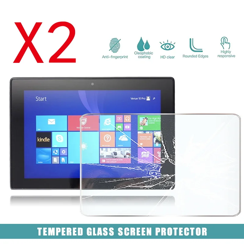 2Pcs Tablet Tempered Glass Screen Protector Cover for Dell Venue 10 Pro LTE Anti-Fingerprint Anti-Screen Breakage Tempered Film