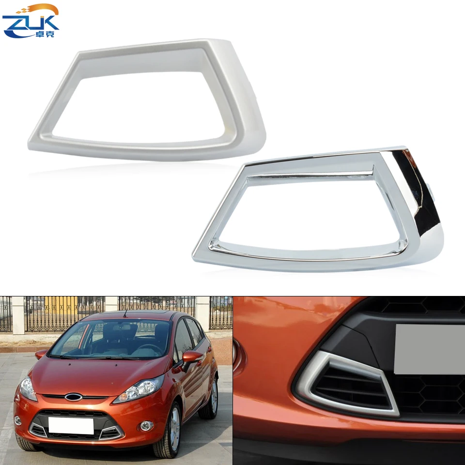 ZUK Front Bumepr Lower Grille Trim Panel Silver Chroming For Ford For Fiesta 2009-2012 Hatchback Air Inlet Grille Garnish