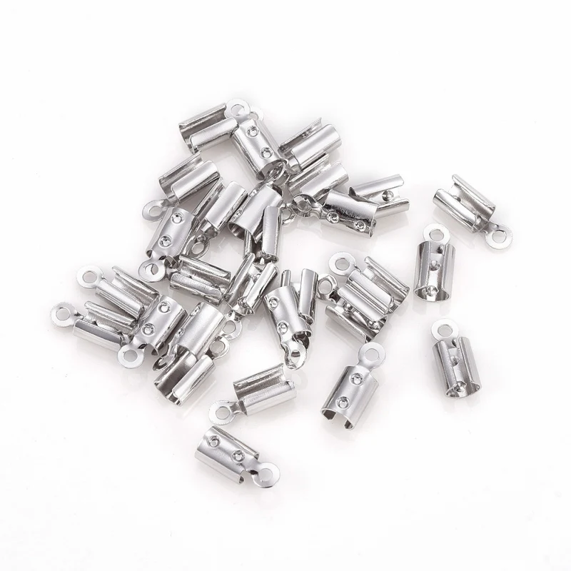 2000pcs Brass Folding Unclosed Open Crimp Ends Leather Clasps Tip Cord End Caps Jewelry Connector for  Jewelry Making Supplies