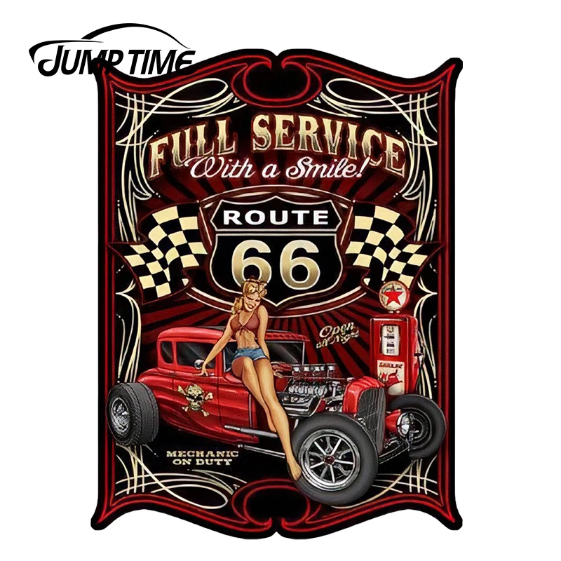 JumpTime 13 см x 9,8 см Hot Girl Texaco полное обслуживание с улыбкой Route 66 Hot Rod Pinup Girl стикер 3D Автомобильная наклейка защитная пленка