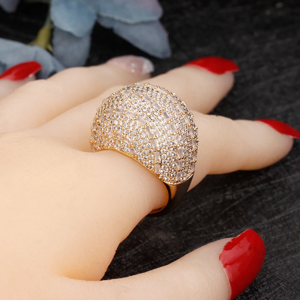 Bride Talk Luxury Jewelry Big Wedding Rings Full Micro Pave Cubic Zirconia Dubai Bridal Popular Jewellery For Engagement Party