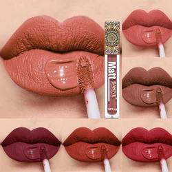 9 Colors Lipgloss Brown Nude Pigment Dark Red Matte Nude Waterproof Lasting Velvet Liquid Lipstick Women Makeup Lip Glaze 1PCS