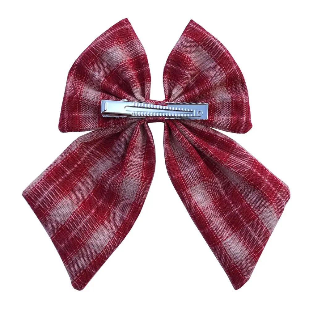 Vintage Plaid Cotton Fabric Hair bows Baby Girls Women hair bow clips Preppy Sailor bows Hair Barrettes Hair Accessories