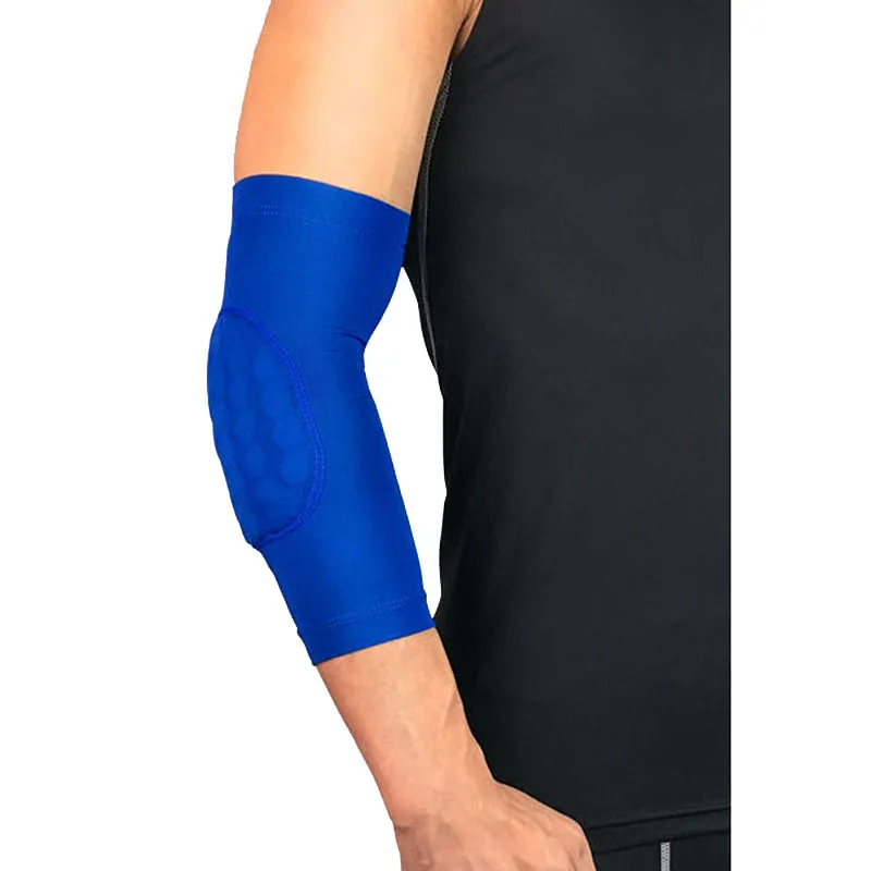 1 pz elastico palestra Sport pallacanestro manica braccio tiro antiurto a nido d\'ape cuscinetti di supporto gomito protezione gomito guardia 4 colori