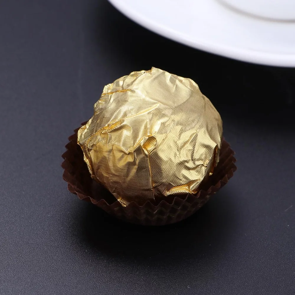 300pcs 10 x 10cm Thickening Gold Chocolate Wrapping Tin Foil Paper Candy Aluminum Foil Embossing Paper