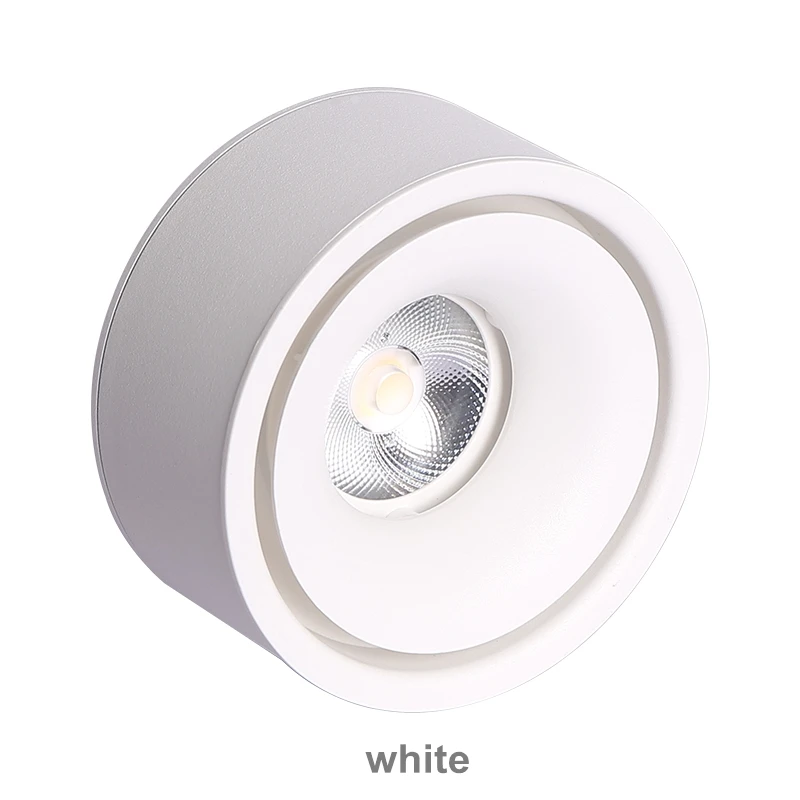 Round dimmable LED surface mounted spotlight COB free hole ceiling spotlight 7W / 12W 15W living room surface mounted downlight