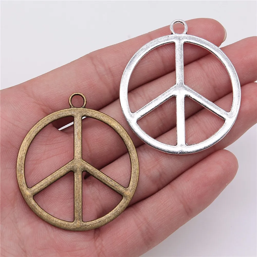 

50pcs 42mm Pendant Peace Simple Peace Pendant Charm For Jewelry Making Peace Sign Pendants