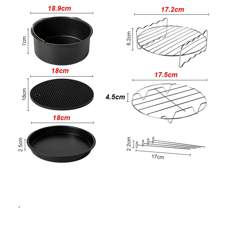 Best Sell Air Fryer Accessories for Gowise Phillips Cozyna and Secura, Set of 5, Fit all Airfryer 3.7QT - 4.2QT - 5.3QT - 5.8QT