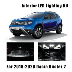 10pcs White Canbus LED Interior Dome Map Roof Light Bulbs Kit For Dacia Duster 2 2018 2019 2020 Reading Ceiling Cargo Lights