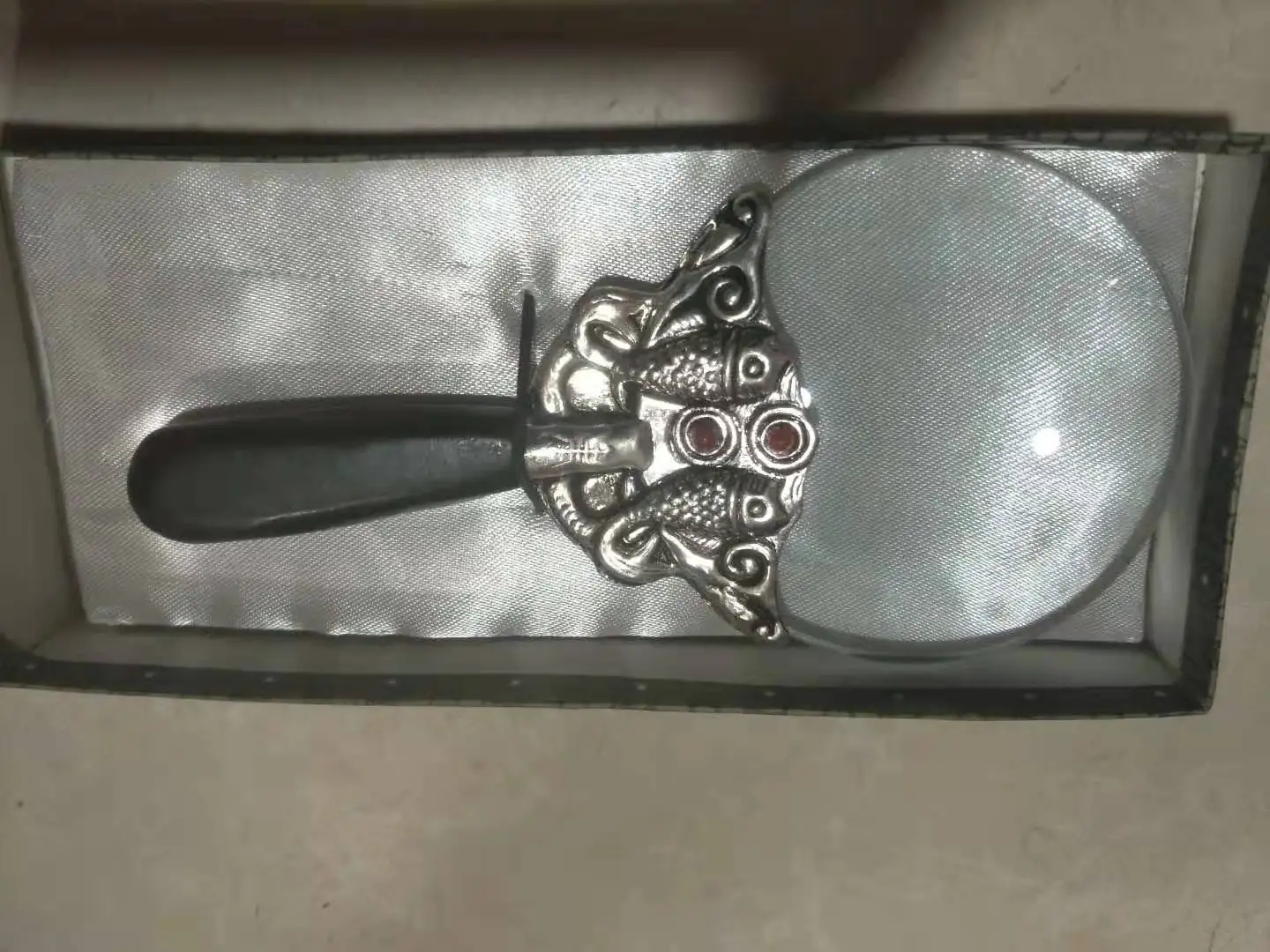 

Ming Dynasty old silver&glass magnifier