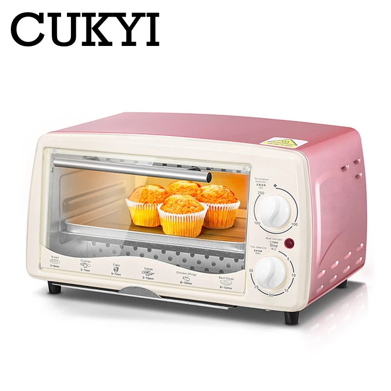 CUKYI 12L Electric oven intelligent temperature control kitchen appliance with removable crumbs tray cake pizza baking machine