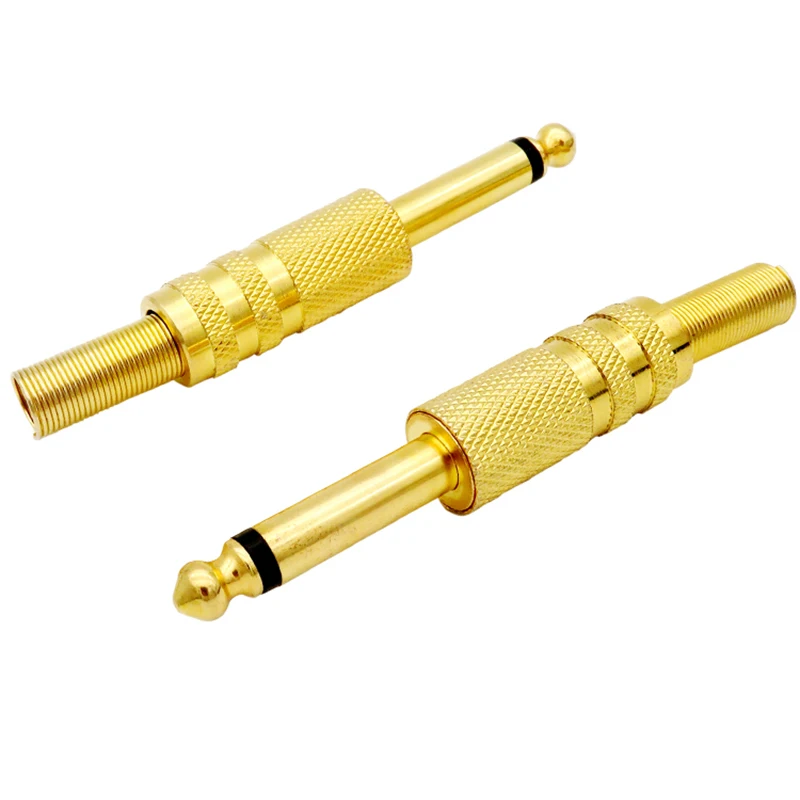 gold plated 6.35mm plug RCA Audio Connector RCA audio plug 6.5mm jack Stereo Headset Dual Track Headphone