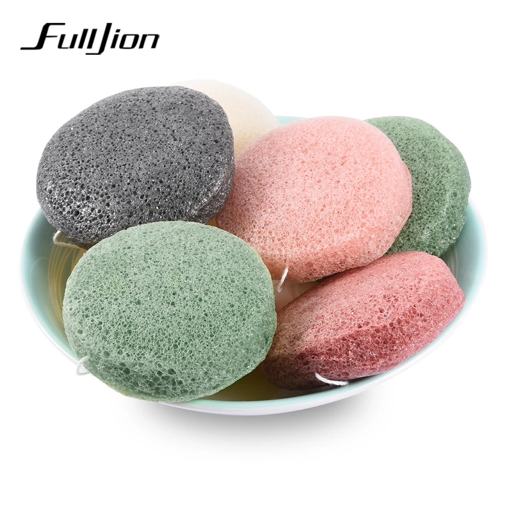 6 Colors  Natural Konjac Sponge Konnyaku Facial Exfoliator Wash Cleansing Cosmetic Puff Flutter Sponge Skin Care Cleanser Tools