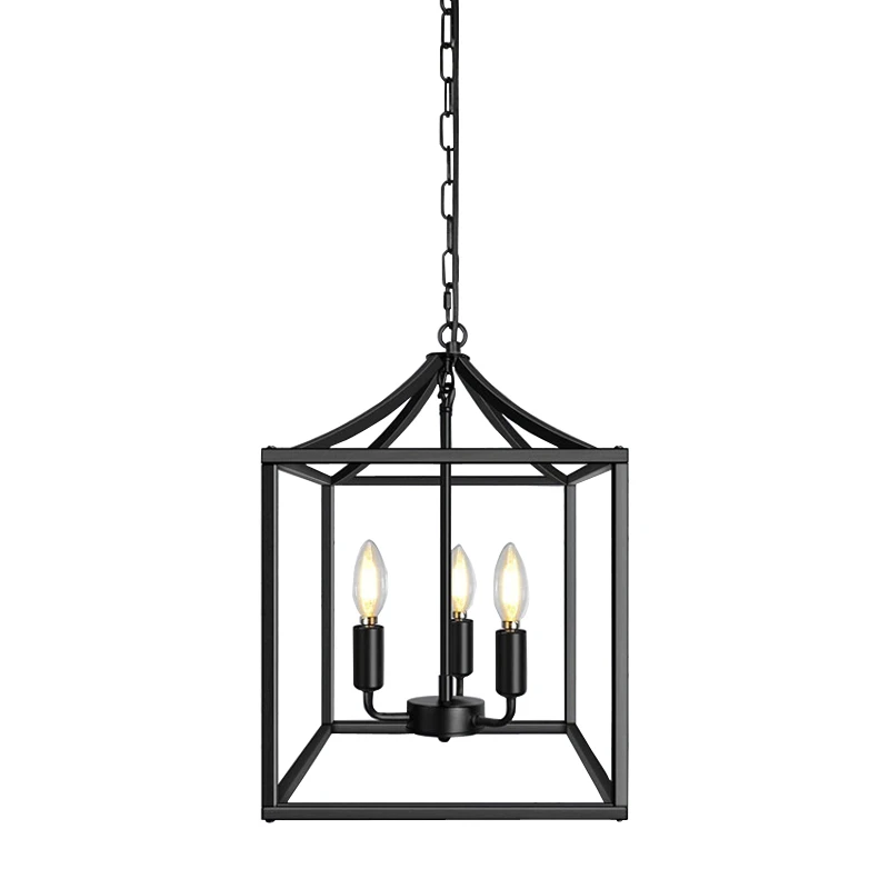 

American Farmhouse Dining Room Chandelier Rural Table Lamp Kitchen Corridor Living Room E14 Black Droplight