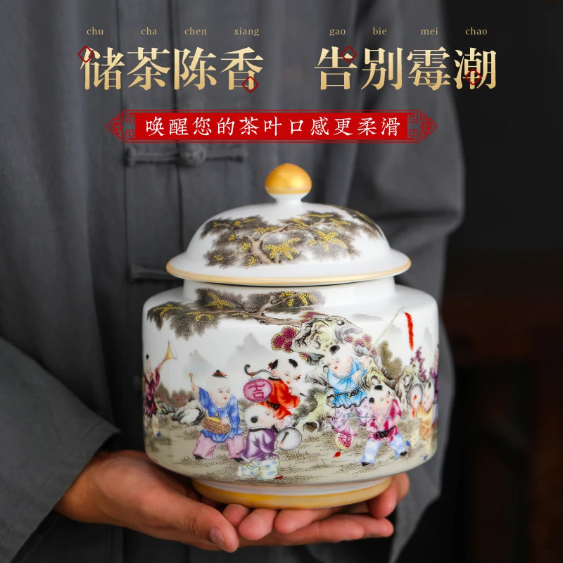 Imagem -05 - Jingdezhen Esmalte Chá Caddy Chá Vasilha Bule de Chá Branco Frasco de Chá Cerâmica Padrão Miúdo Pequeno Pote de Chá Feito à Mão com Tampa do Agregado Familiar