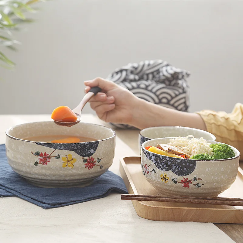 LingAo Japanese Creative Ceramic Noodle Bowl, Soup Bowl