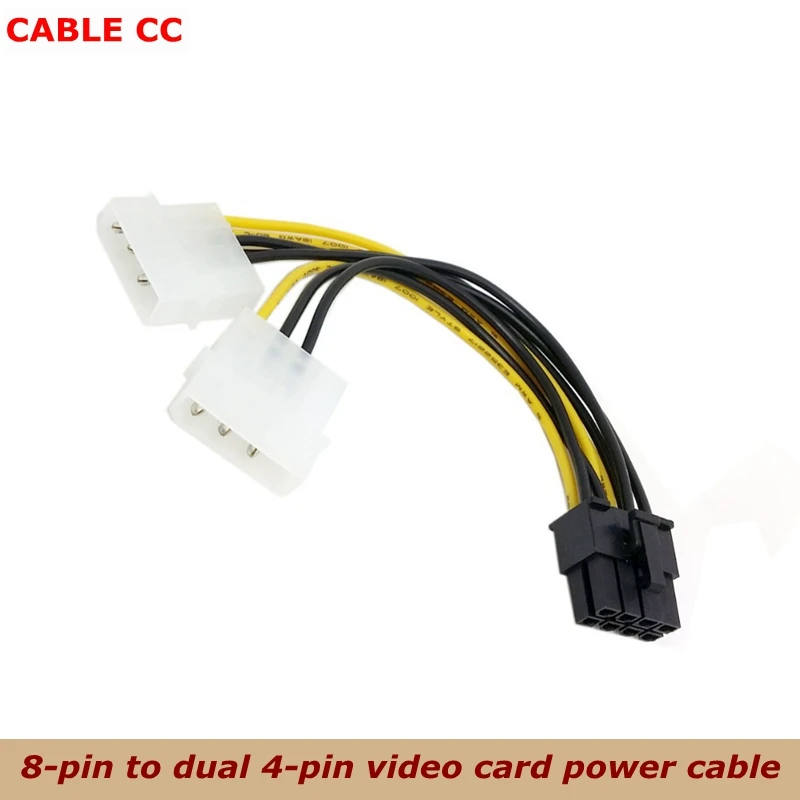 8Pin To Dual 4Pin Video Card Power Cord Y Shape 8 Pin PCI Express To Dual 4 Pin Molex Graphics Card Power Cable 18cm