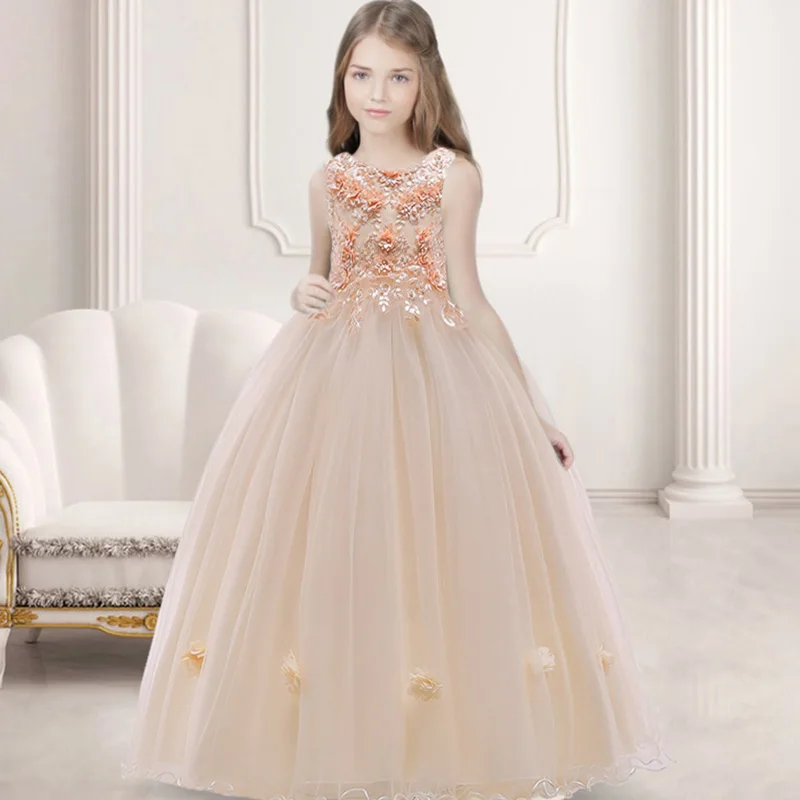 Formal Long Bridesmaid Dress Kids Clothes For Girls Children Elegant Party Wedding Dress Girl Evening 10 12 13 14 Years Vestidos