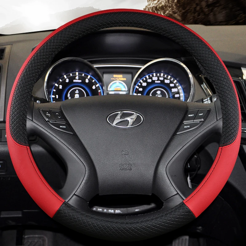 

Pu Leather Steering Wheel Cover 38cm Car Products For Hyundai Tucson Vesta Kona i40 i10 Elantra Accent Car Saet Covers