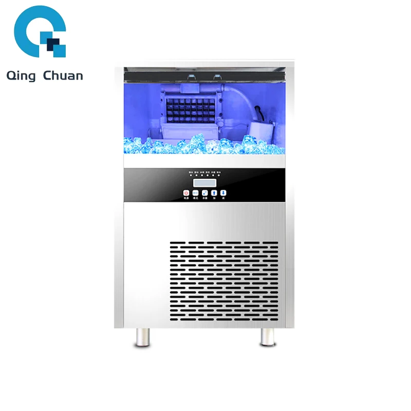 Commercial Electric Ice Maker Machine 60Kg Per 24H Automatic Making For Milk Tea Wine 220V