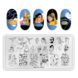 WAKEFULNESS Sexy Girl Nail Stamping Plates Lines Artistic Rectangle Painting Nail Art Template Stencils Manicure Nail Stamp Tool