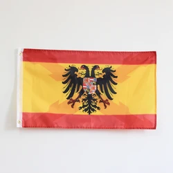 Spanish Flag with Burgundy and Spanish Empire and Dey Aguila Shield 150X90CM Banner 3x5 FT 100D Polyester Brass Grommets